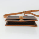 CELINE Macadam Canvas Medallion Shoulder Bag PVC Leather Brown Gold Auth 175640A-5