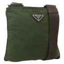 PRADA Shoulder Bag Nylon Green Silver Auth 175643-1