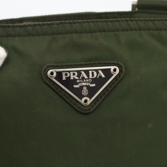 PRADA Shoulder Bag Nylon Green Silver Auth 175643