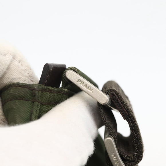 PRADA Shoulder Bag Nylon Green Silver Auth 175643