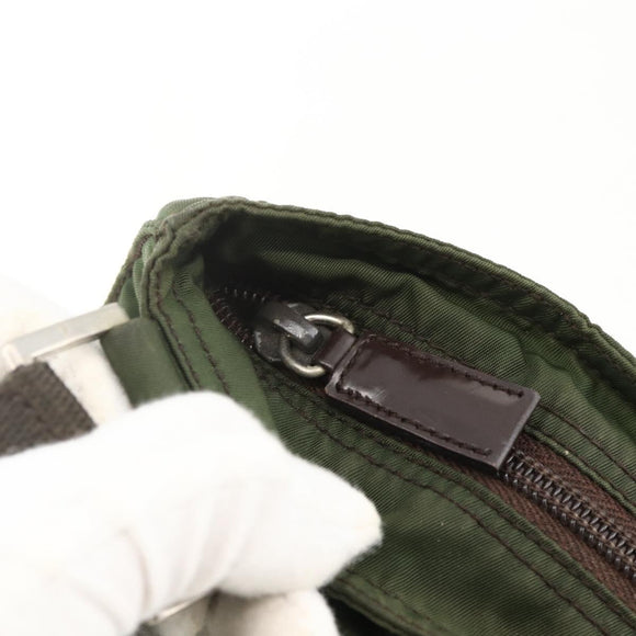 PRADA Shoulder Bag Nylon Green Silver Auth 175643