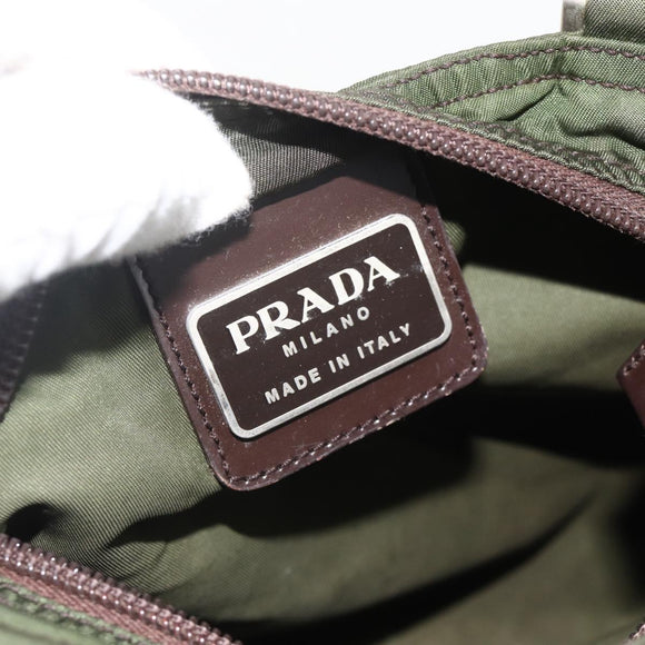PRADA Shoulder Bag Nylon Green Silver Auth 175643