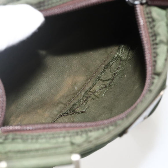 PRADA Shoulder Bag Nylon Green Silver Auth 175643