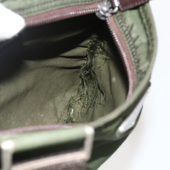 PRADA Shoulder Bag Nylon Green Silver Auth 175643