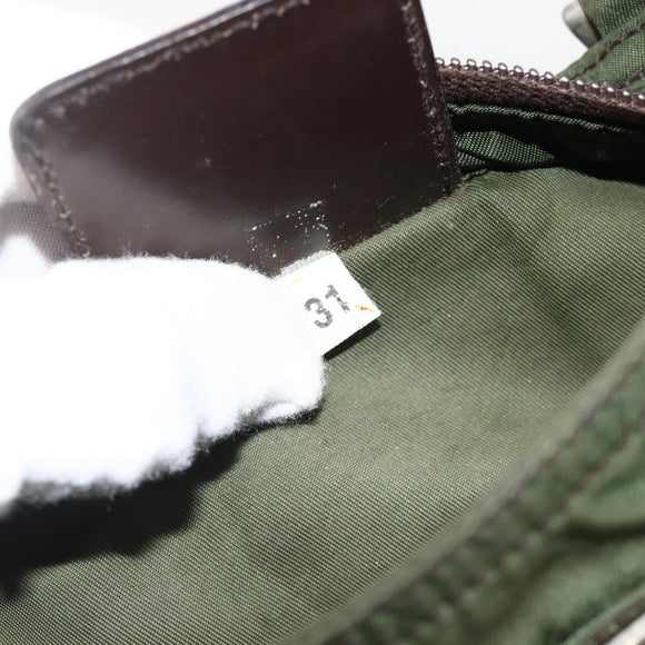 PRADA Shoulder Bag Nylon Green Silver Auth 175643