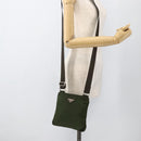 PRADA Shoulder Bag Nylon Green Silver Auth 175643-22