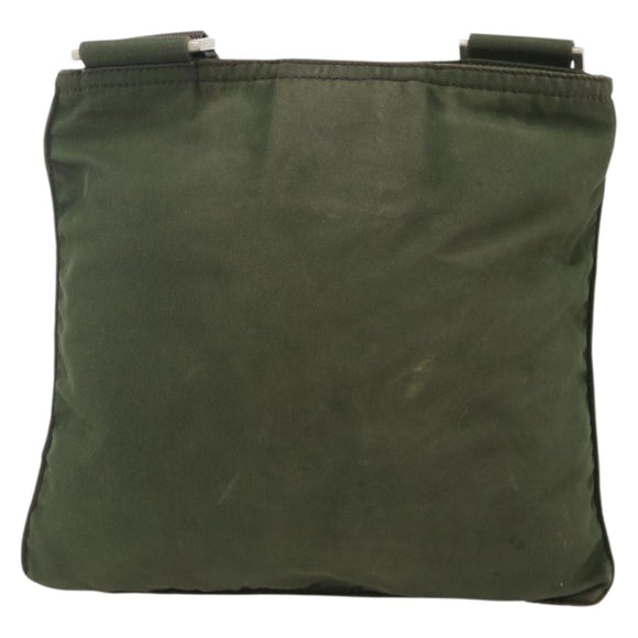 PRADA Shoulder Bag Nylon Green Silver Auth 175643