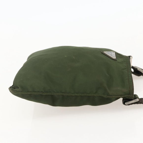 PRADA Shoulder Bag Nylon Green Silver Auth 175643