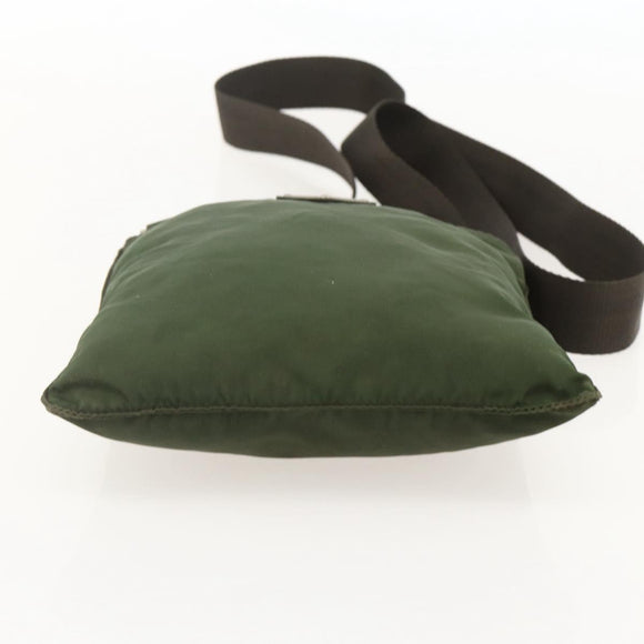 PRADA Shoulder Bag Nylon Green Silver Auth 175643