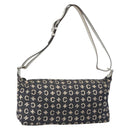 CELINE C Macadam Canvas Shoulder Bag Navy Silver Auth 175644A-1