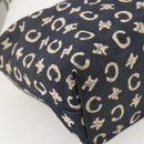 CELINE C Macadam Canvas Shoulder Bag Navy Silver Auth 175644A-11
