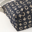 CELINE C Macadam Canvas Shoulder Bag Navy Silver Auth 175644A-13