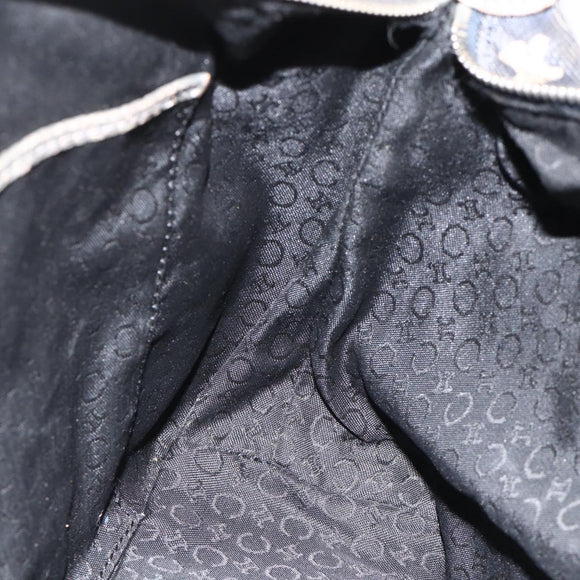CELINE C Macadam Canvas Shoulder Bag Navy Silver Auth 175644A