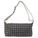 CELINE C Macadam Canvas Shoulder Bag Navy Silver Auth 175644A-2