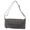 CELINE C Macadam Canvas Shoulder Bag Navy Silver Auth 175644A-3