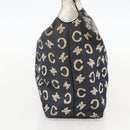 CELINE C Macadam Canvas Shoulder Bag Navy Silver Auth 175644A-4