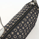 CELINE C Macadam Canvas Shoulder Bag Navy Silver Auth 175644A-6