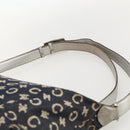 CELINE C Macadam Canvas Shoulder Bag Navy Silver Auth 175644A-8