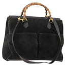 GUCCI Bamboo Tote Bag Suede 2way Black Gold 002 123 0322 Auth 175645-1