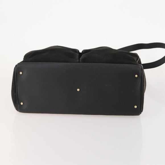 GUCCI Bamboo Tote Bag Suede 2way Black Gold 002 123 0322 Auth 175645