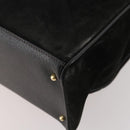 GUCCI Bamboo Tote Bag Suede 2way Black Gold 002 123 0322 Auth 175645-17