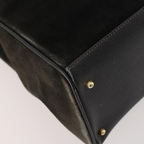 GUCCI Bamboo Tote Bag Suede 2way Black Gold 002 123 0322 Auth 175645