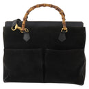 GUCCI Bamboo Tote Bag Suede 2way Black Gold 002 123 0322 Auth 175645-13