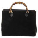 GUCCI Bamboo Tote Bag Suede 2way Black Gold 002 123 0322 Auth 175645-2