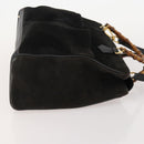 GUCCI Bamboo Tote Bag Suede 2way Black Gold 002 123 0322 Auth 175645-3