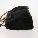 GUCCI Bamboo Tote Bag Suede 2way Black Gold 002 123 0322 Auth 175645-4