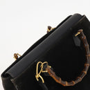 GUCCI Bamboo Tote Bag Suede 2way Black Gold 002 123 0322 Auth 175645-6
