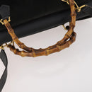 GUCCI Bamboo Tote Bag Suede 2way Black Gold 002 123 0322 Auth 175645-8