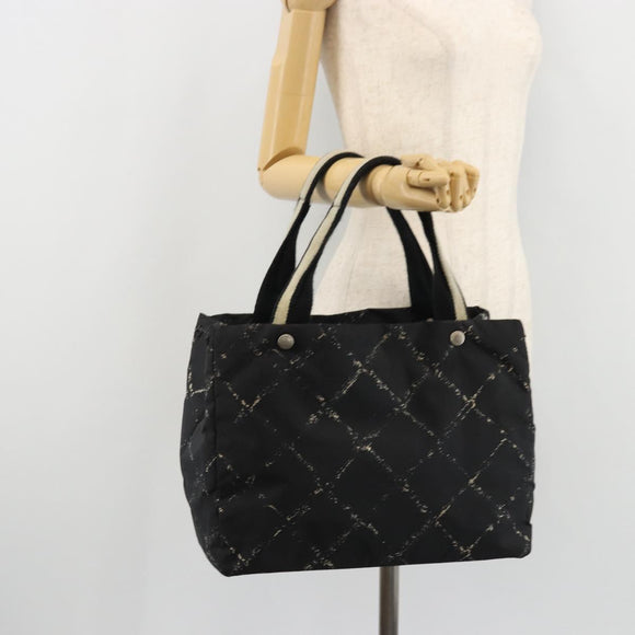CHANEL New Travel Line Hand Bag Nylon Black CC Auth 175651A