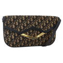Christian Dior Trotter Canvas Shoulder Bag Navy Gold Auth 175654-1