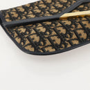 Christian Dior Trotter Canvas Shoulder Bag Navy Gold Auth 175654-14