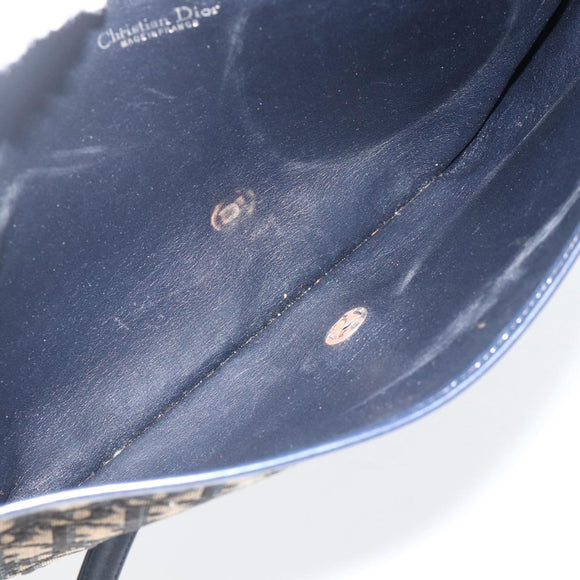 Christian Dior Trotter Canvas Shoulder Bag Navy Gold Auth 175654