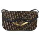 Christian Dior Trotter Canvas Shoulder Bag Navy Gold Auth 175654-13