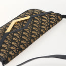 Christian Dior Trotter Canvas Shoulder Bag Navy Gold Auth 175654-6