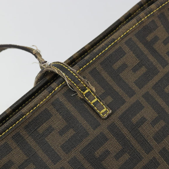FENDI Zucca Canvas Tote Bag PVC Black Brown Auth 175656