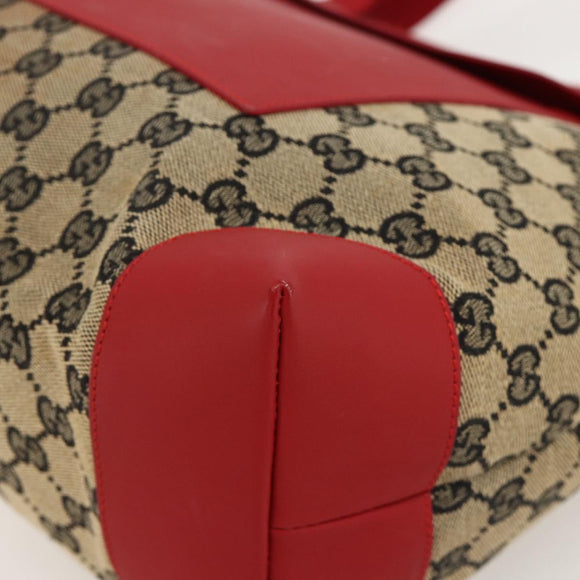 GUCCI GG Canvas Tote Bag Red 019 0426 Auth 175658A