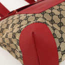 GUCCI GG Canvas Tote Bag Red 019 0426 Auth 175658A-11