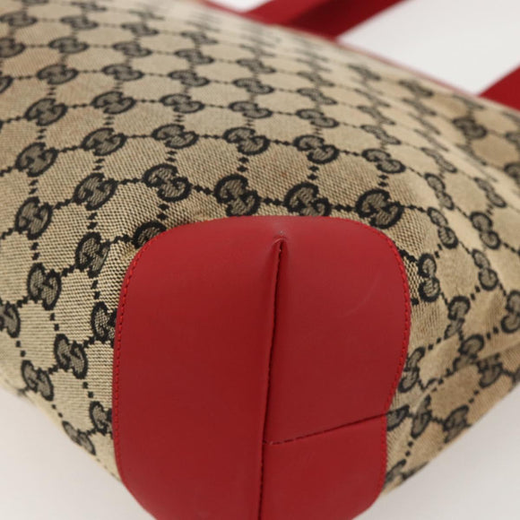 GUCCI GG Canvas Tote Bag Red 019 0426 Auth 175658A