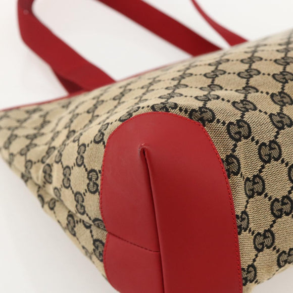 GUCCI GG Canvas Tote Bag Red 019 0426 Auth 175658A