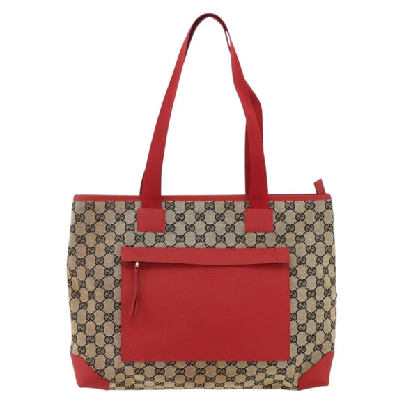 GUCCI GG Canvas Tote Bag Red 019 0426 Auth 175658A