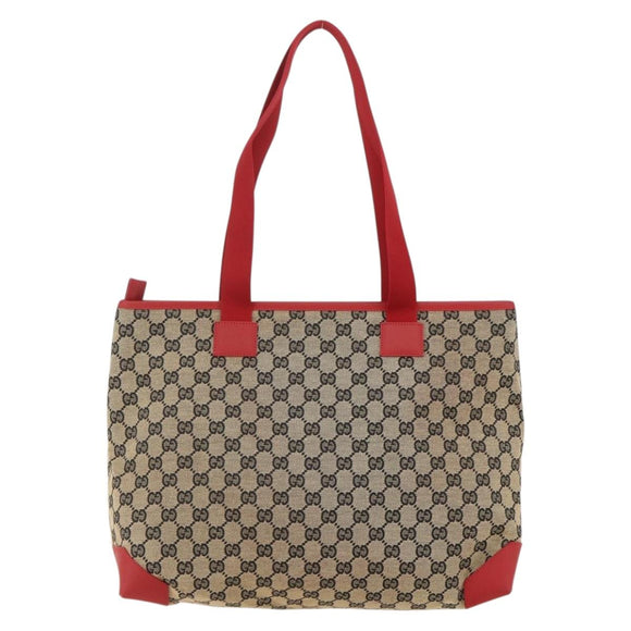 GUCCI GG Canvas Tote Bag Red 019 0426 Auth 175658A