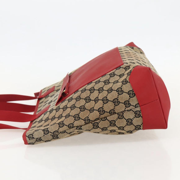 GUCCI GG Canvas Tote Bag Red 019 0426 Auth 175658A