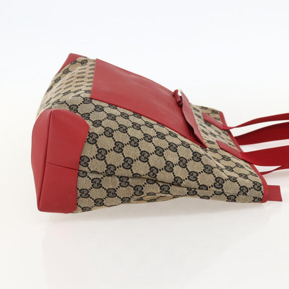 GUCCI GG Canvas Tote Bag Red 019 0426 Auth 175658A