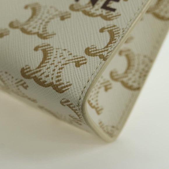 CELINE Macadam Canvas Micro Vertical Cover Bag Charm PVC Weiß Gold Auth 175660M
