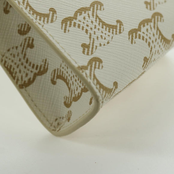 CELINE Macadam Canvas Micro Vertical Cover Bag Charm PVC Weiß Gold Auth 175660M