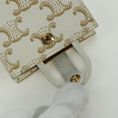 CELINE Macadam Canvas Micro Vertical Cover Bag Charm PVC Weiß Gold Auth 175660M-17